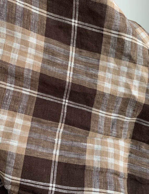 Plaid linen fabric by the yard