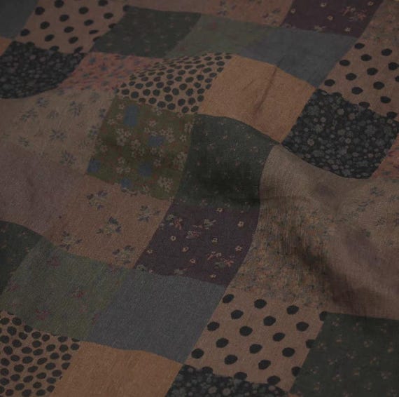Print floral linen fabric by the yard
