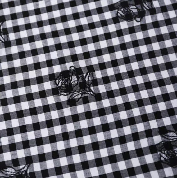 Floral Plaid cotton fabric by the yard