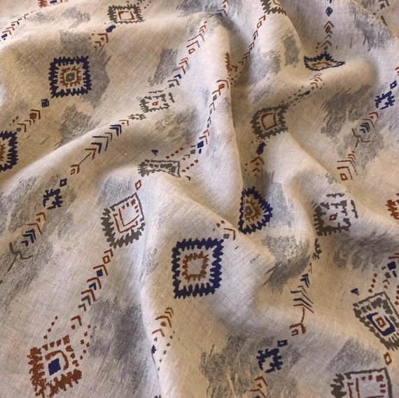 Print linen fabric by the yard