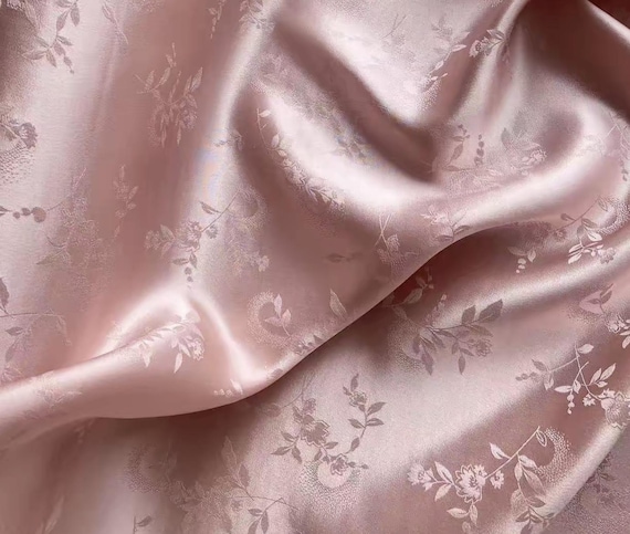 Floral jacquard silk fabric by the yard #26424XHZ