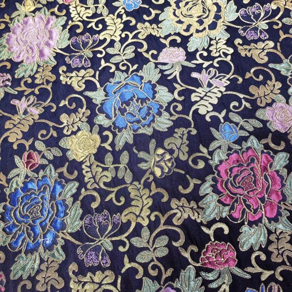 Jacquard Brocade Silk Fabric by the yard