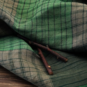 Yarn dyed linen fabric, plaid checks gingham checkered linen fabric by the yard