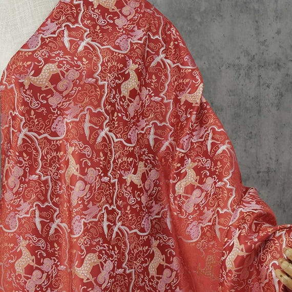 Jacquard brocade fabric by the yard