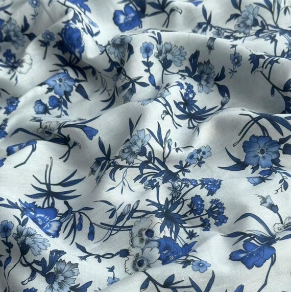 Print Linen tencel fabric by the yard