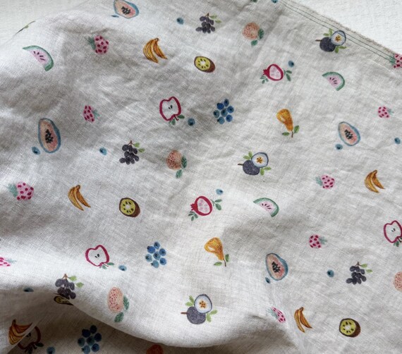 Print linen fabric by the yard