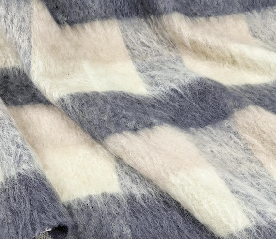 Plaid alpaca wool fabric by the yard