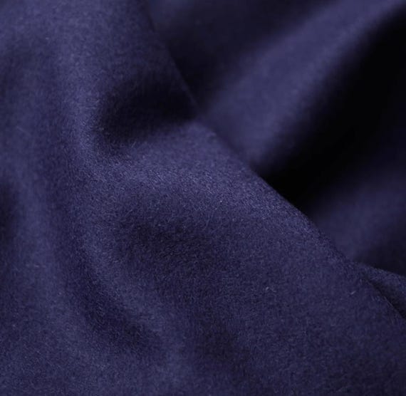 Navy wool fabric by the yard