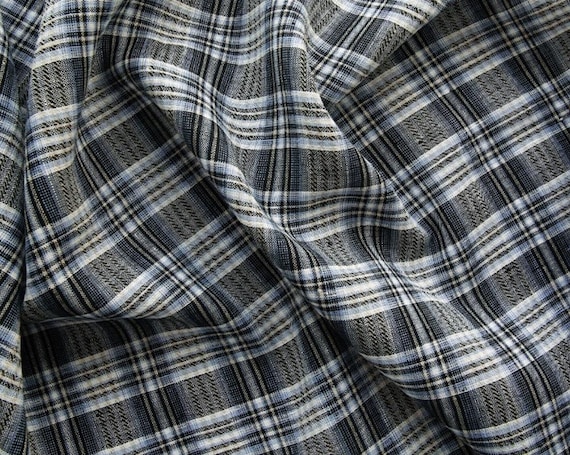 Yarn Dyed Plaid Linen fabric by the yard