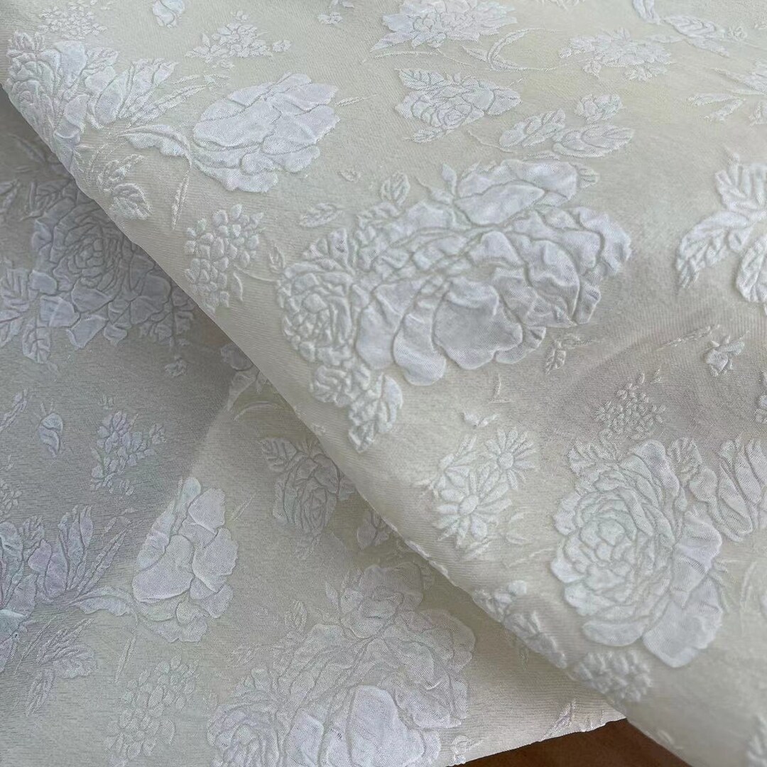 Jacquard Embossed Silk Fabric by the Yard Etsy