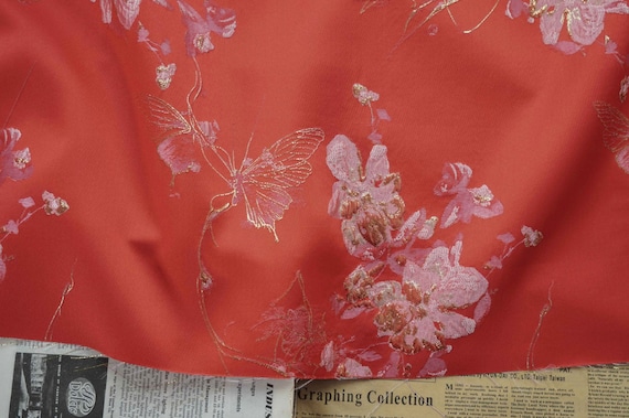 Jacquard brocade fabric by the yard