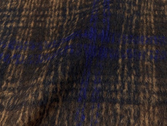 Plaid Alpaca wool fabric by the yard