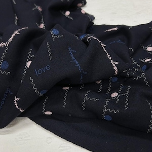 Embroidery crepe worsted wool fabric by the yard