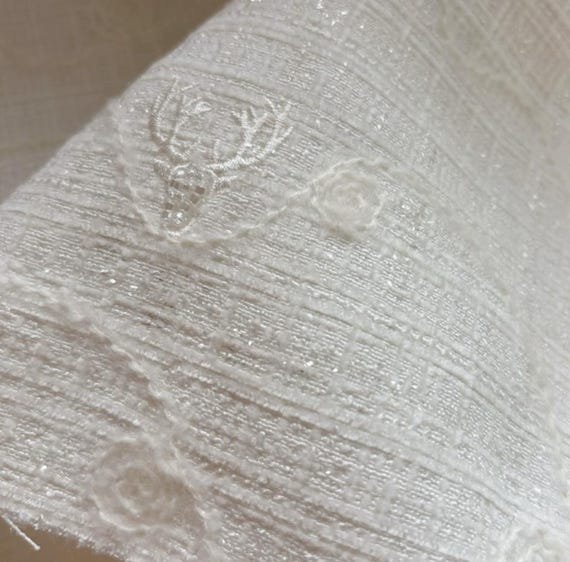 Embroidery Tweed wool fabric by the yard