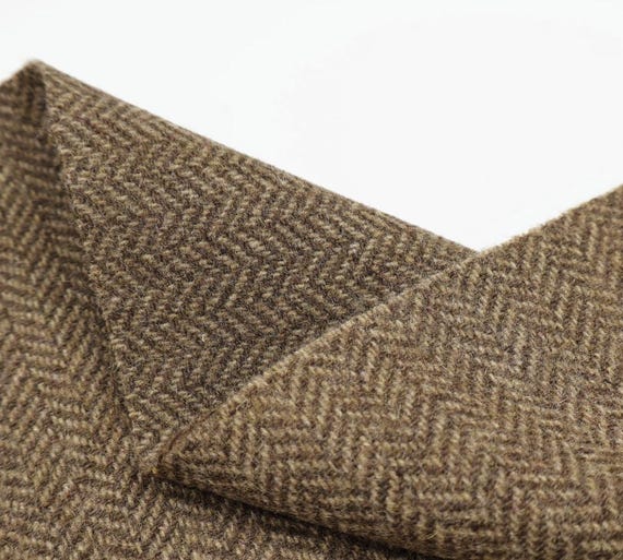 Herringbone wool fabric by the yard