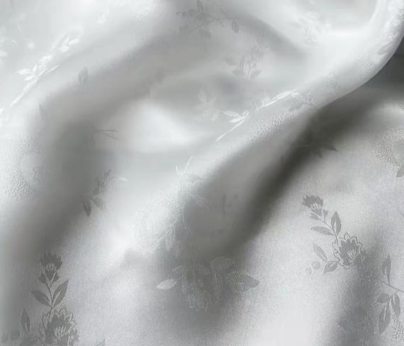 Floral jacquard silk fabric by the yard #26424XHZ