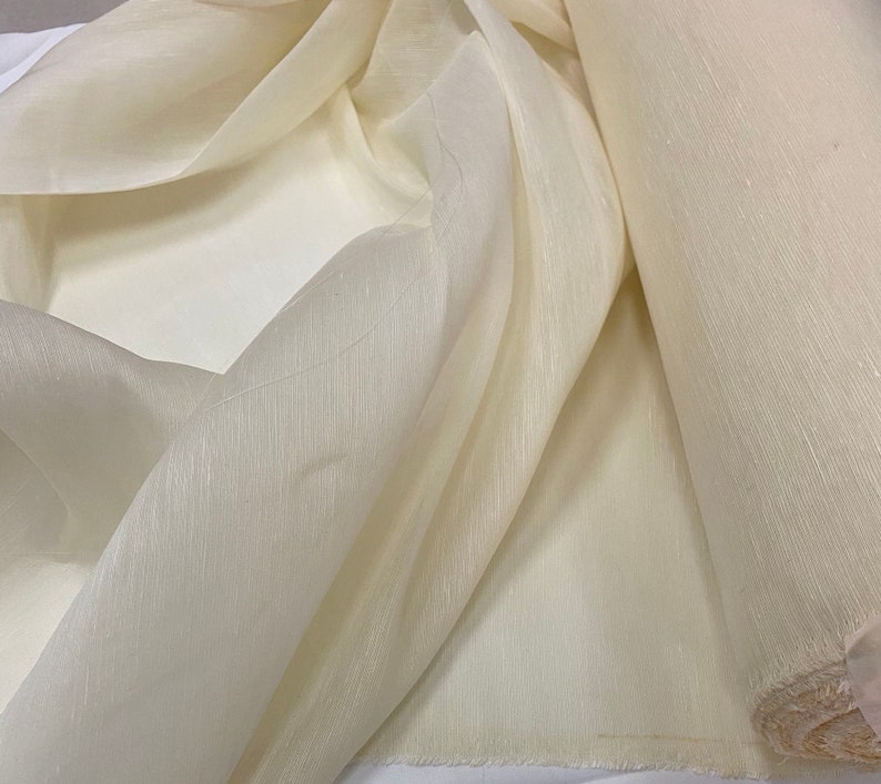 Cream/white Silk Linen Fabric by the Yard Etsy
