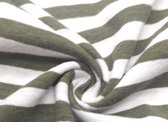 Striped hemp organic cotton knit fabric by the yard