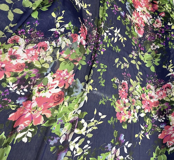 Print silk linen fabric by the yard