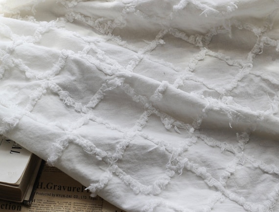 Jacquard linen cotton fabric by the yard