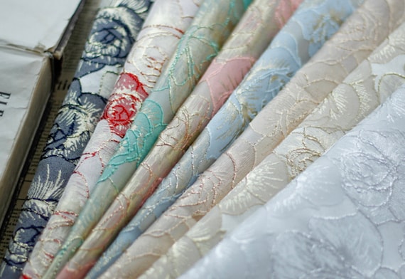Floral Jacquard fabric, Brocade fabric by the yard