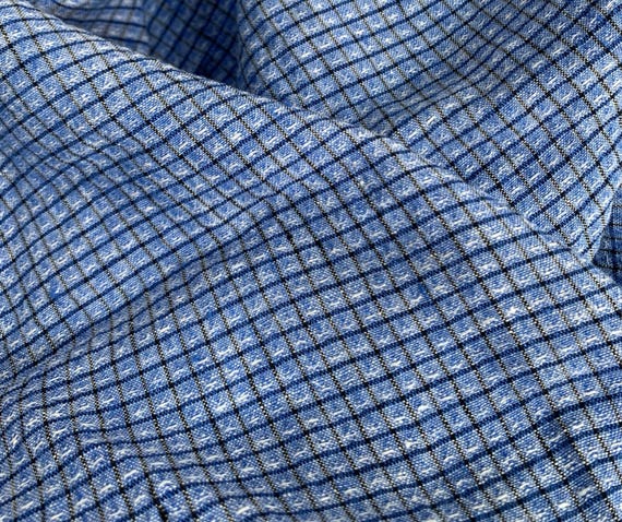 Plaid linen fabric by the yard