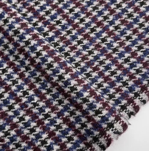 Houndstooth wool fabric by the yard