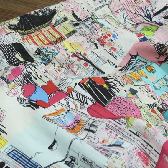 Print linen fabric by the yard