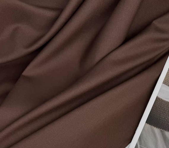 Cocoa Brown Worsted Wool fabric by the yard