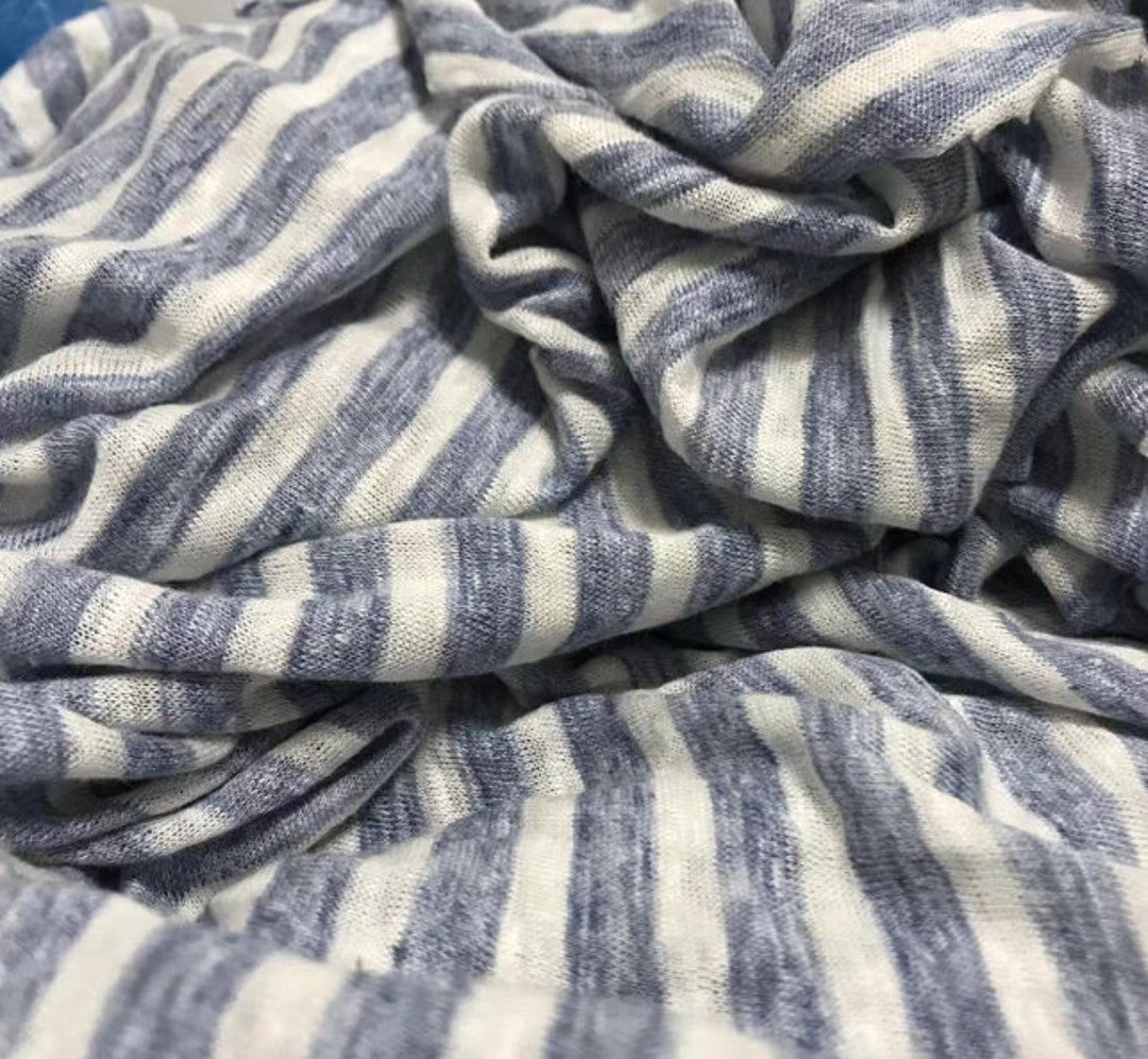 Striped Knit Linen Jersey Fabric by the Yard Etsy