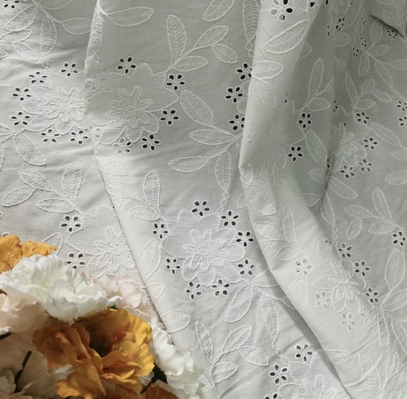 Embroidery cotton fabric By the yard