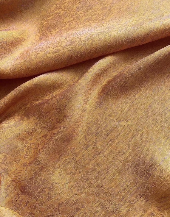 Multi Color Options Iridescent Jacquard silk linen fabric by the yard