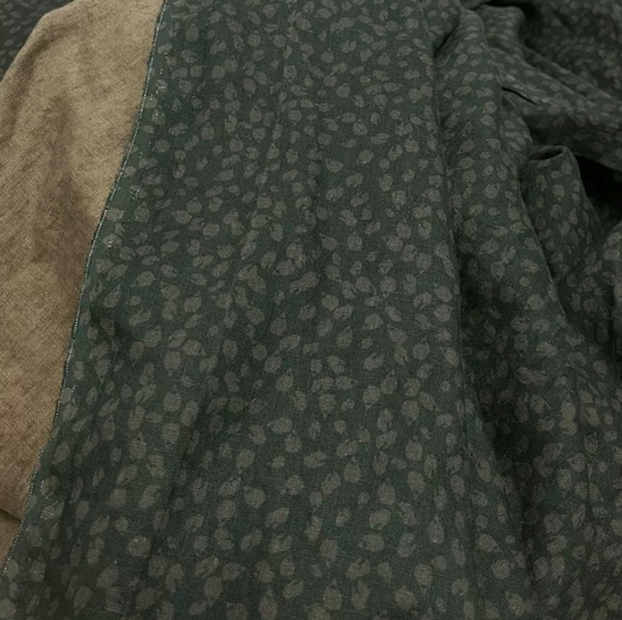 Floral print linen fabric by the yard
