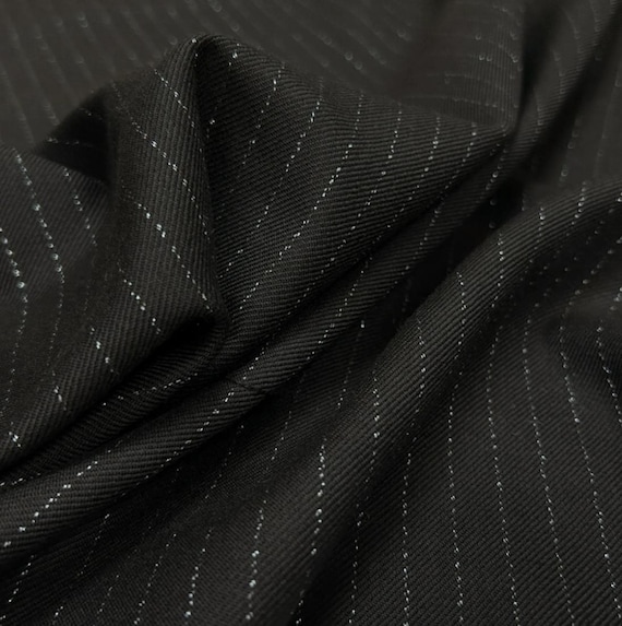 Striped worsted wool fabric by the yard