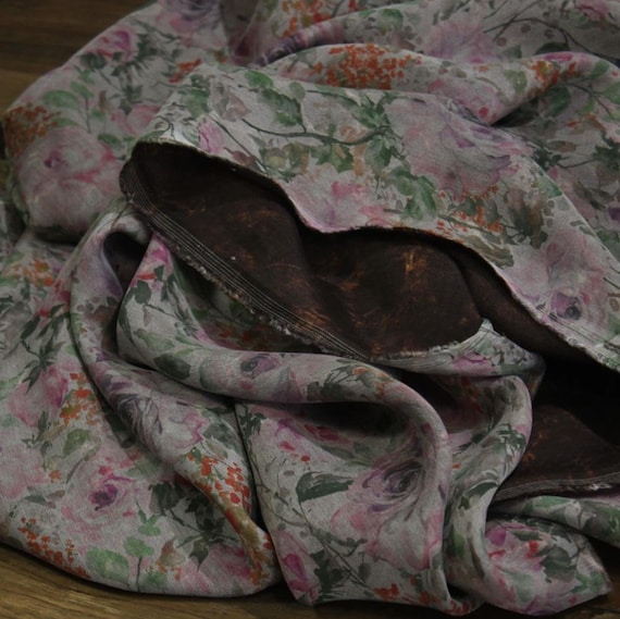 Print cupra fabric, Floral cupro fabric by the yard