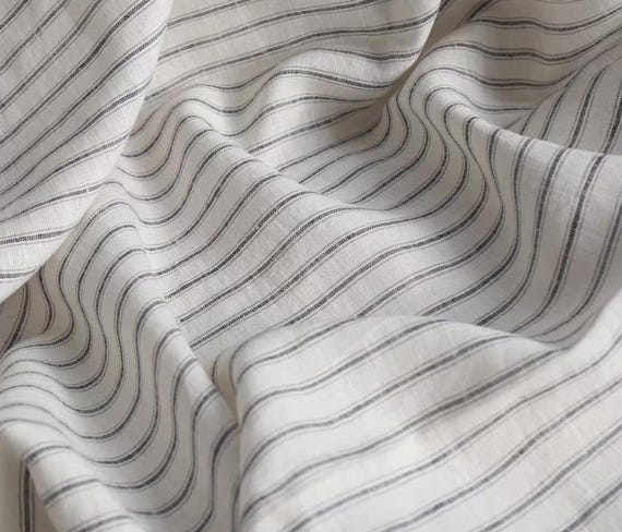 Extra Wide Yarn Dyed Striped linen fabric by the yard 280cm/110'' Wide - Apparel Bedding Curtains