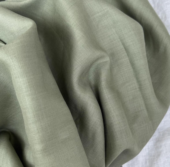 Green Linen fabric by the yard