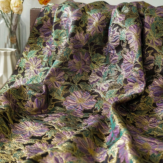 Jacquard brocade fabric by the yard
