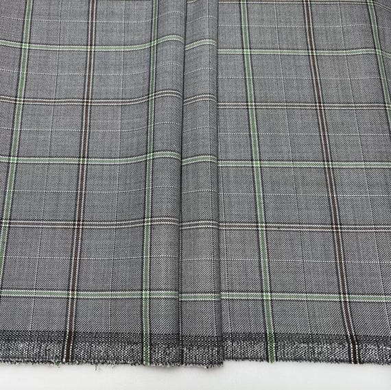 Plaid Worsted wool fabric by the yard