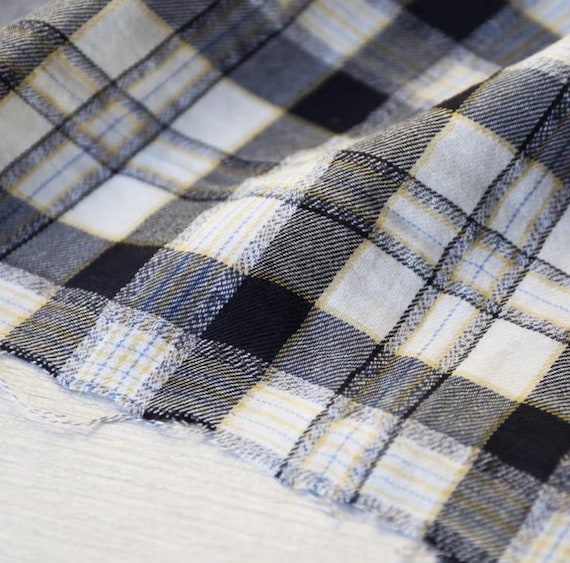 Plaid cotton fabric by the yard