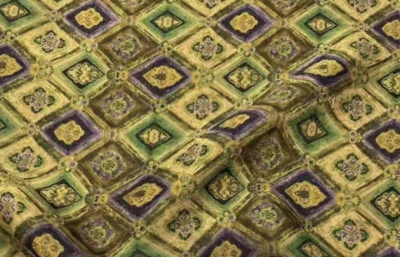 Jacquard Print Gambiered silk fabric by the yard