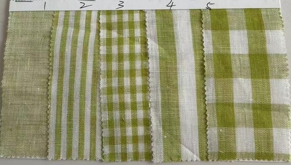 Green collection, Yarn dyed linen fabric, Striped linen fabric, Plaid linen fabric by the yard