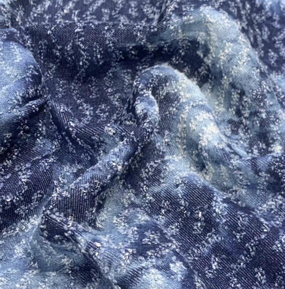 Tie Dye Distressed Style Denim Cotton Fabric by the yard