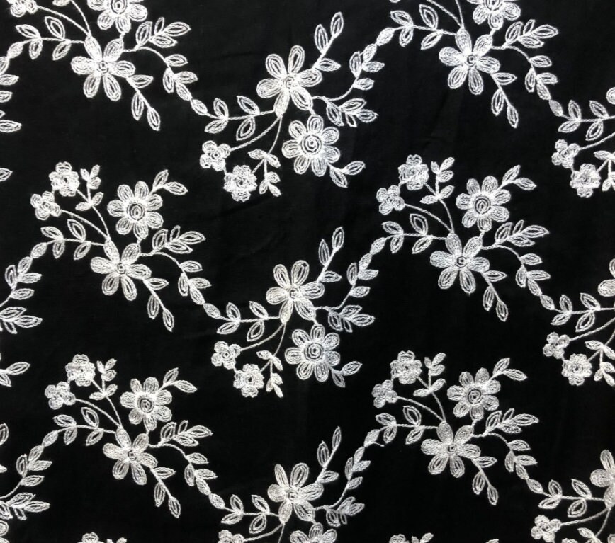 Embroidery embroidered linen fabric by the yard Etsy