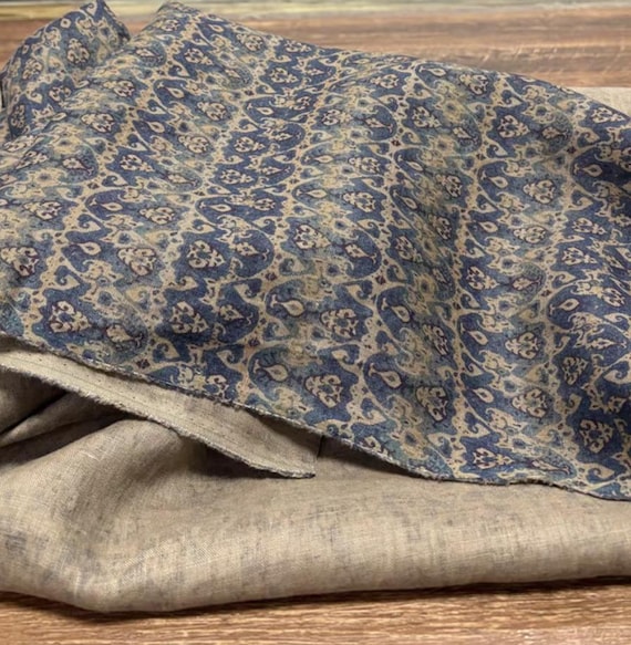 Print floral linen fabric by the yard