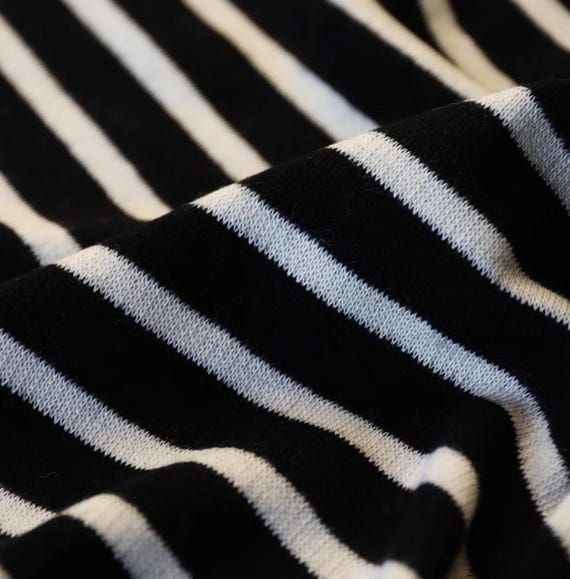 Striped Knit wool fabric by the yard