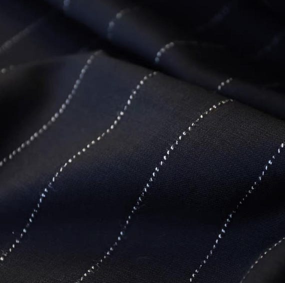 Striped Worsted Wool fabric by the yard