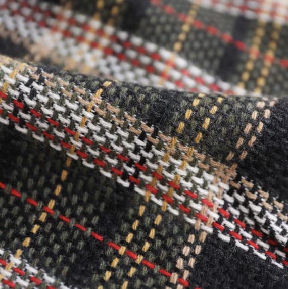 Plaid Wool fabric by the yard