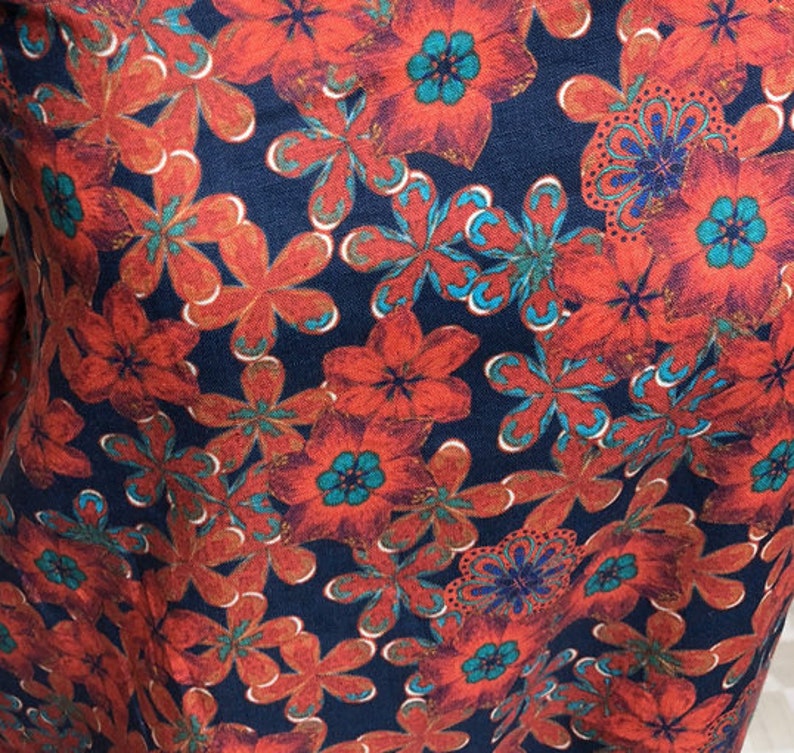 Stone washed print floral linen fabric by the yard