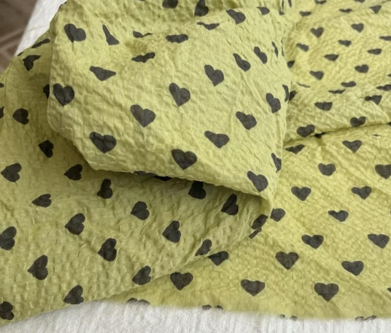 Heart Print Textured cotton fabric by the yard